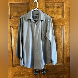 ARROW Dark Grey Fitted Sateen Men's Dress Shirt - Size 16 Neck and 34/35 Sleeve